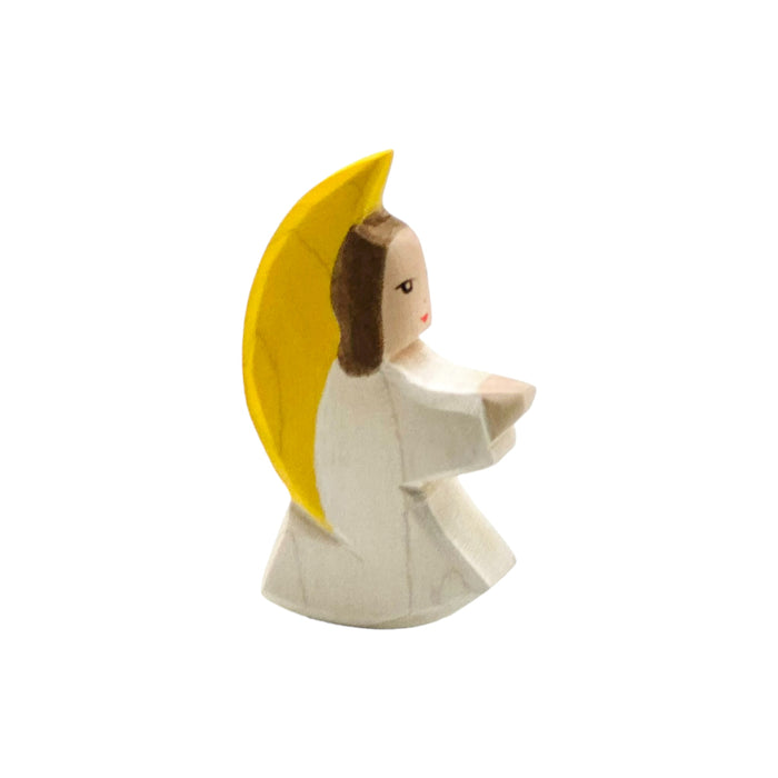 Handcrafted Open Ended Wooden Toy Figure Family - Little Angel White