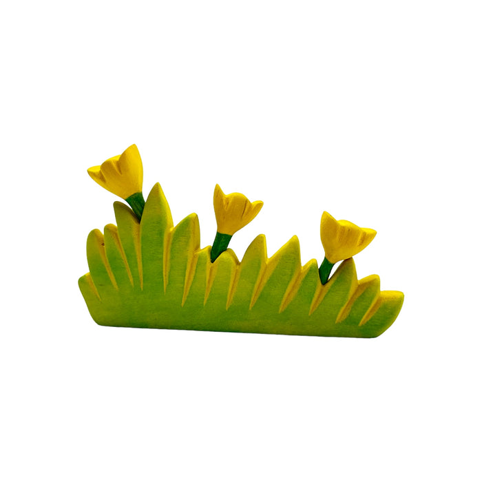 Handcrafted Open Ended Wooden Toy Tree and Landscaping - Grass with Yellow flowers Large
