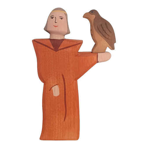 Handcrafted Open Ended Wooden Toy Figure Family - Falconer & Falcon Set