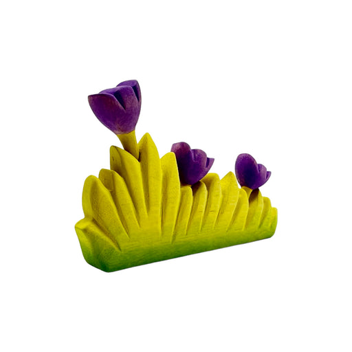 Handcrafted Open Ended Wooden Toy Tree and Landscaping - Grass with Purple Flowers Large