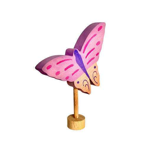 Handcrafted Open Ended Wooden Birthday Ring Ornament - Pink Butterfly