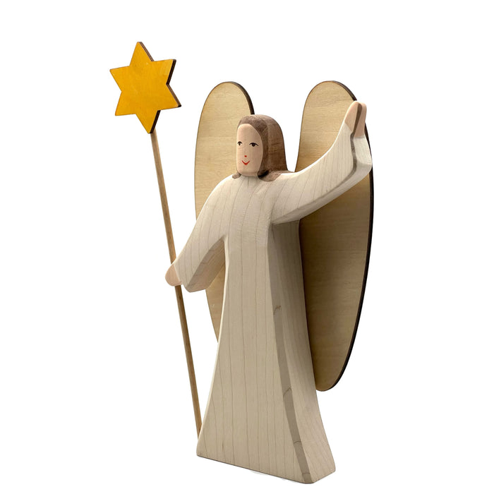 Handcrafted Open Ended Wooden Toy Figure Family - Angel with Star 2 Pieces (Large)