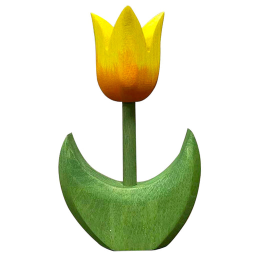 Handcrafted Open Ended Wooden Toy Tree and Landscaping - Tulip Flower Large Yellow Bloom