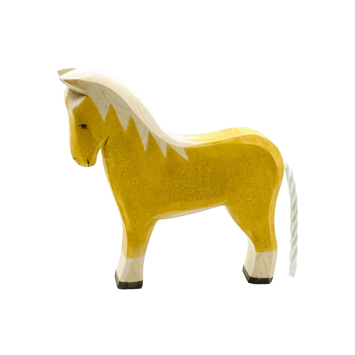 Handcrafted Open Ended Wooden Toy Farm Animal - Horse Yellow