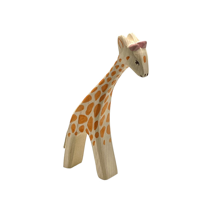 Handcrafted Open Ended Wooden Toy Animal - Giraffe Small Head Low