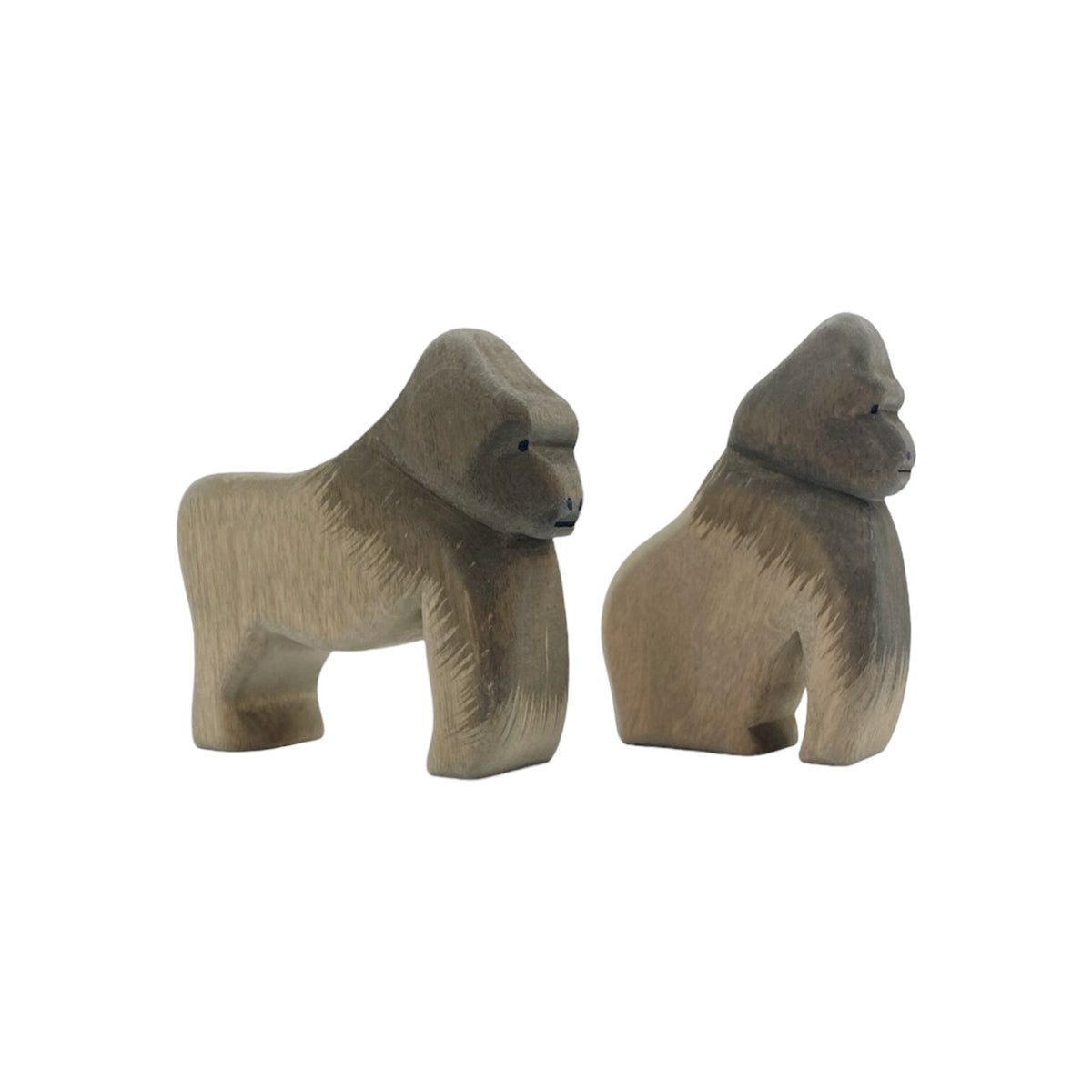 Handcrafted Open Ended Wooden Toy Animal 2 Pieces Gorillas Set