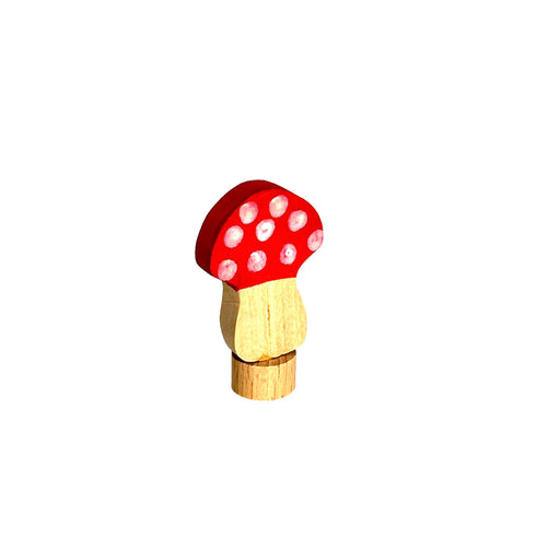 Handcrafted Open Ended Wooden Birthday Ring Ornament - Spotted Mushroom