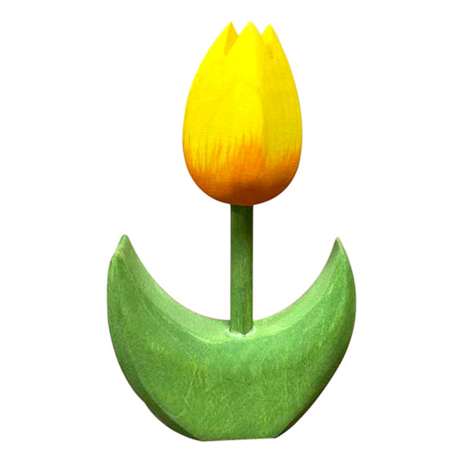 Handcrafted Open Ended Wooden Toy Tree and Landscaping - Tulip Flower Small Yellow Close