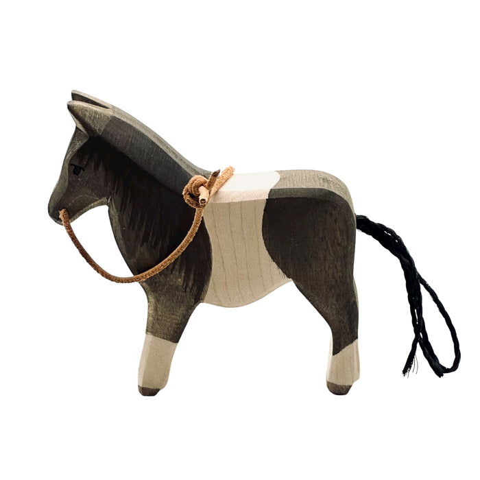 Handcrafted Open Ended Wooden Toy Farm Animal - Horse Dark Brown
