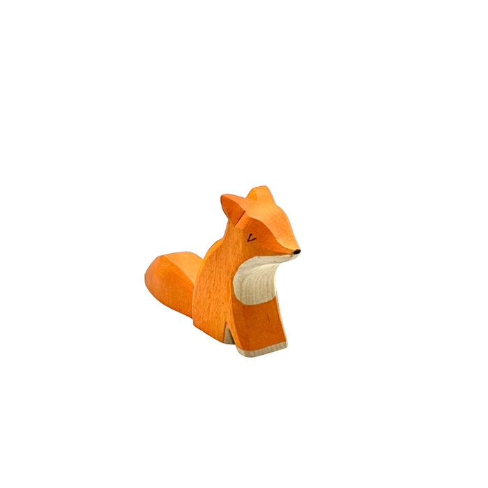 Handcrafted Open Ended Wooden Toy Animal - Fox small sitting