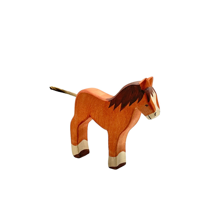 Handcrafted Open Ended Wooden Toy Farm Animal - Horse Brown Medium