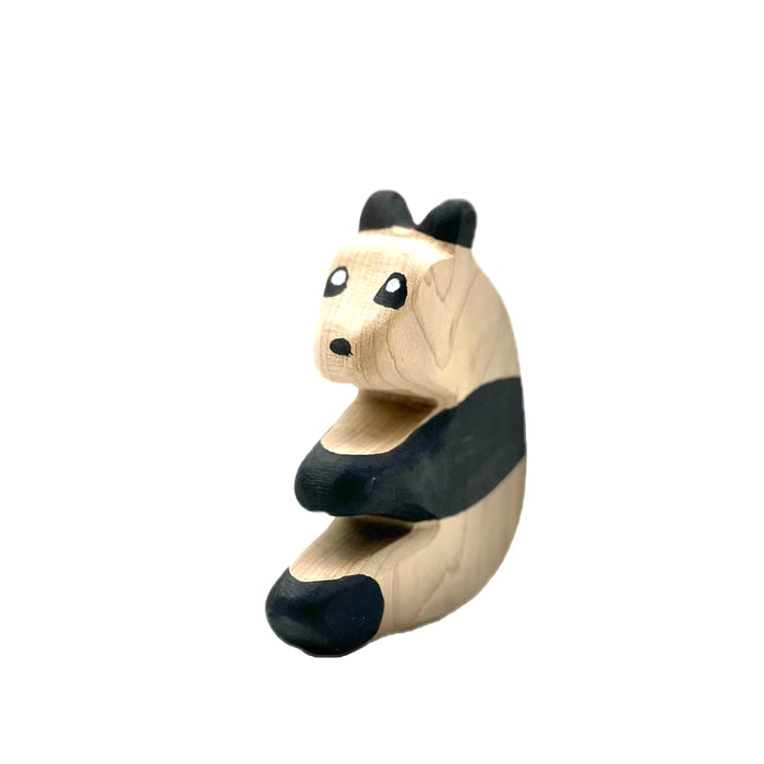 Handcrafted Open Ended Wooden Toy Animal - Panda Sitting