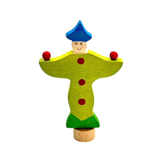 Handcrafted Open Ended Wooden Birthday Ring Ornament - Juggling Clown