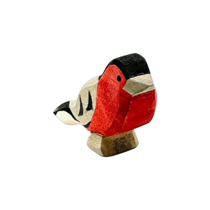 Handcrafted Open Ended Wooden Toy Bird - Bullfinch