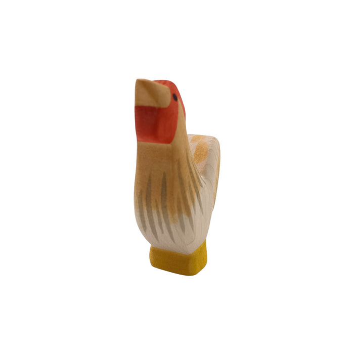 Handcrafted Open Ended Wooden Toy Farm Animal - Rooster ochre