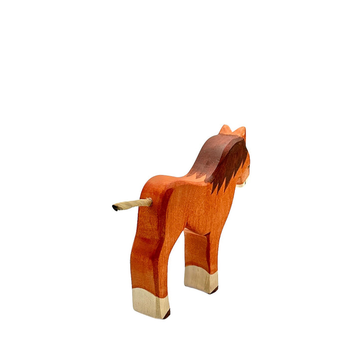 Handcrafted Open Ended Wooden Toy Farm Animal - Horse Brown Medium