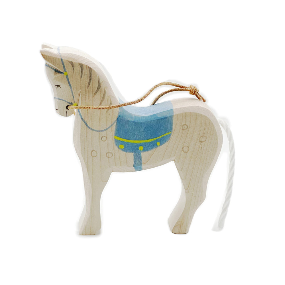 Handcrafted Open Ended Wooden Toy Figure Fairy Tale - Horse with Saddle II