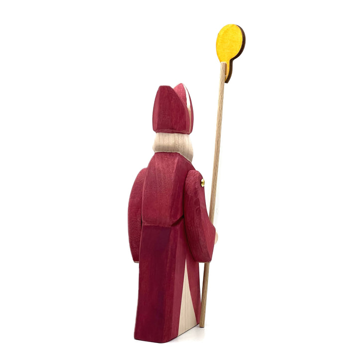 Handcrafted Open Ended Wooden Toy Figure Family - St Nicholas with Staff II