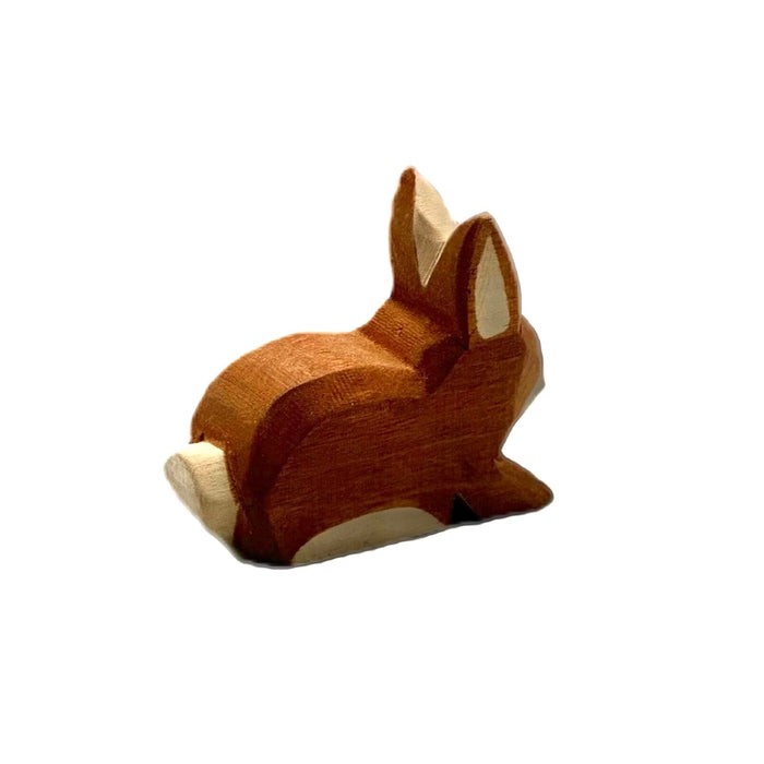 Handcrafted Open Ended Wooden Toy Animal - Rabbit brown sitting II