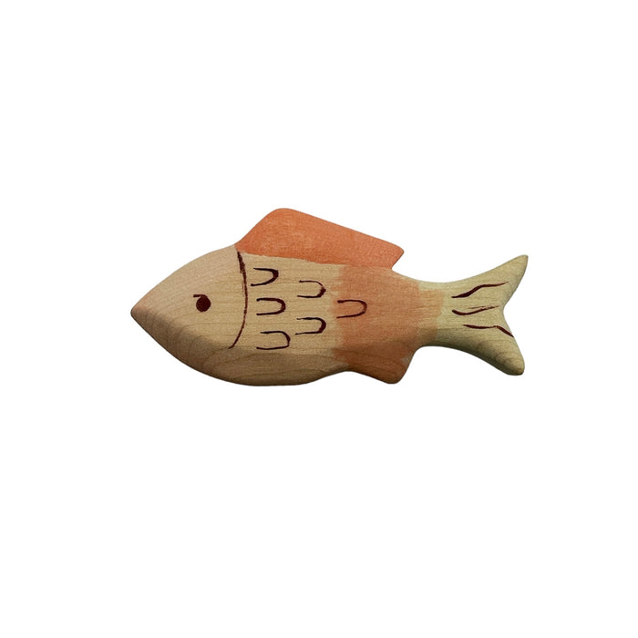 Handcrafted Open Ended Wooden Toy Animal - Fish pink