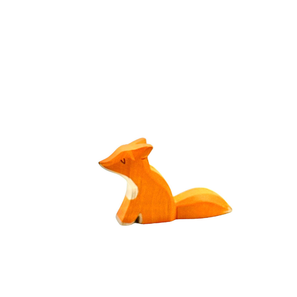 Handcrafted Open Ended Wooden Toy Animal - Fox small sitting