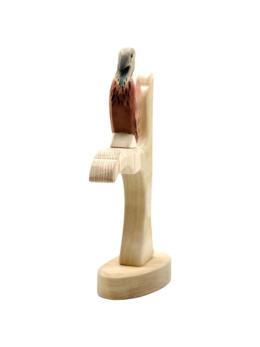 Handcrafted Open Ended Wooden Toy Bird - Vulture and Tree Trunk Set