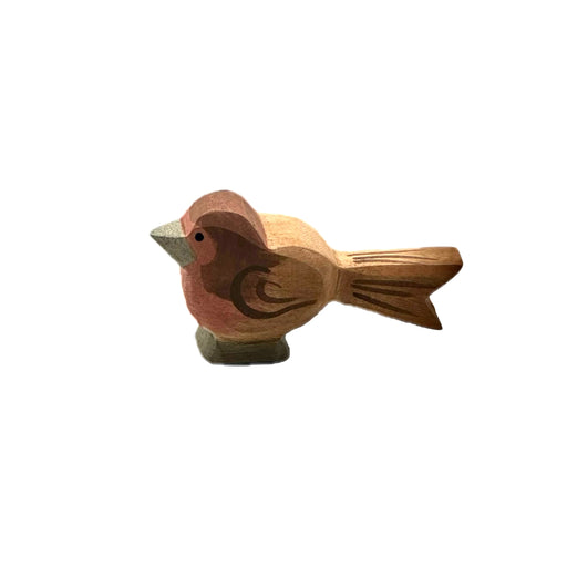 Handcrafted Open Ended Wooden Toy Bird - Redbreast