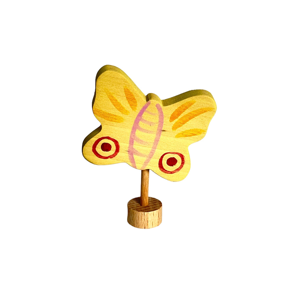 Handcrafted Open Ended Wooden Birthday Ring Ornament - Yellow Butterfly