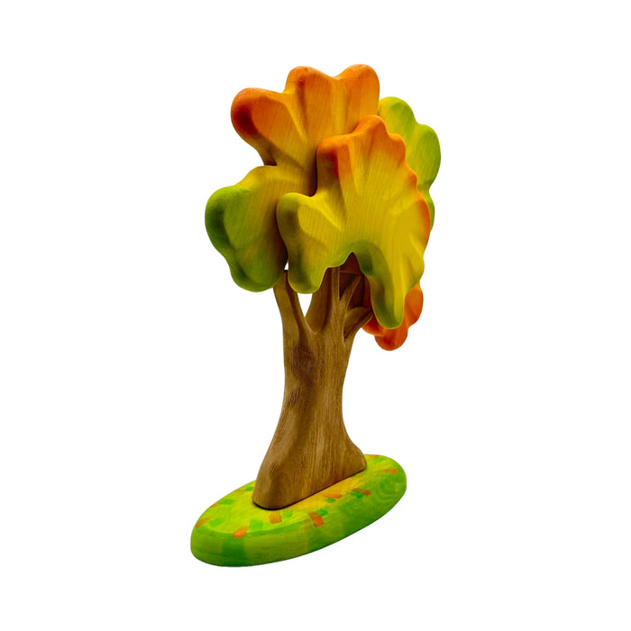Handcrafted Open Ended Wooden Toy Tree and Landscaping - Oak Autumn