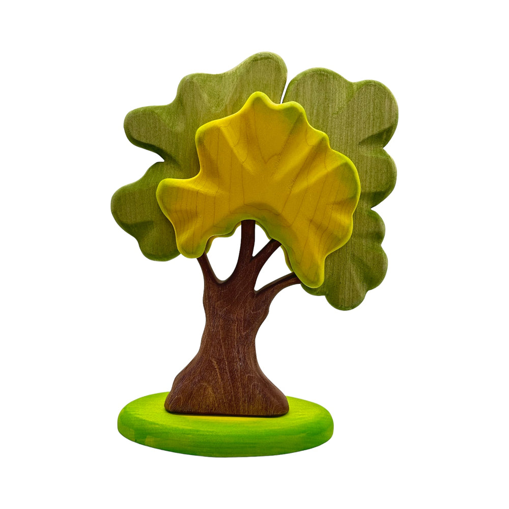 Handcrafted Open Ended Wooden Toy Tree and Landscaping - Oak Green