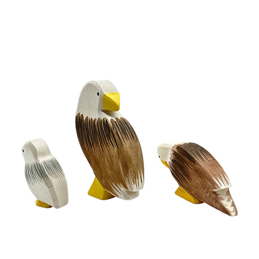 Handcrafted Open Ended Wooden Toy Birds - 3 Pieces Eagle Set
