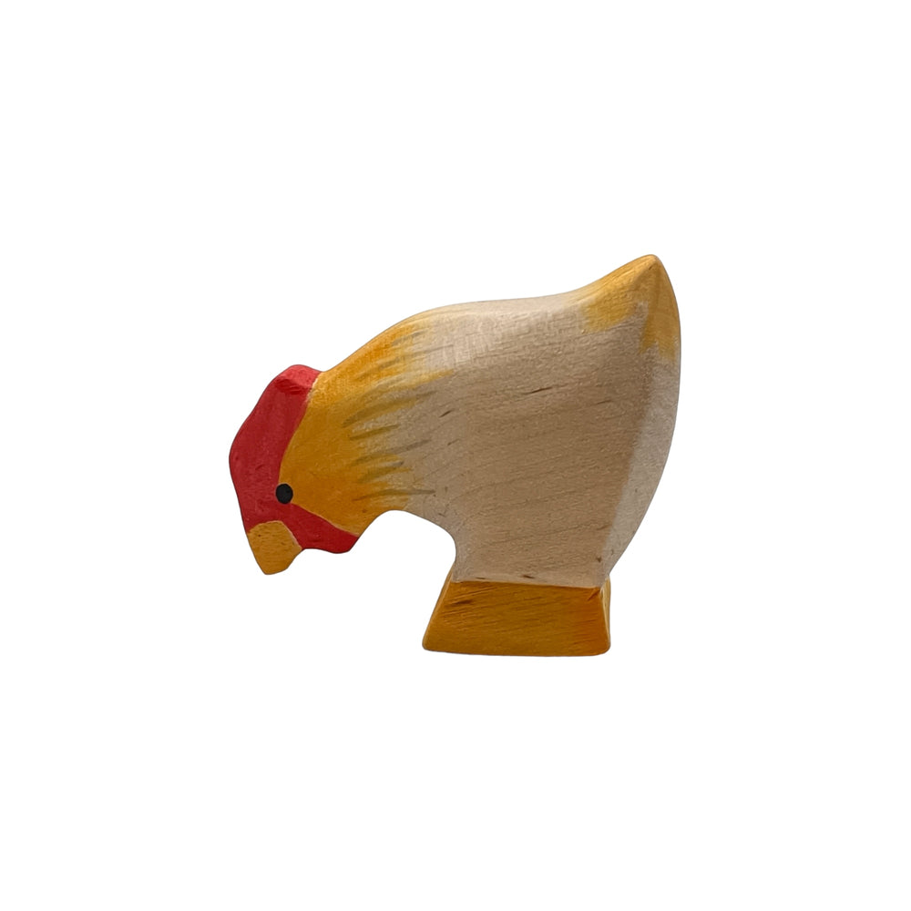 Handcrafted Open Ended Wooden Toy Farm Animal - Hen ochre standing