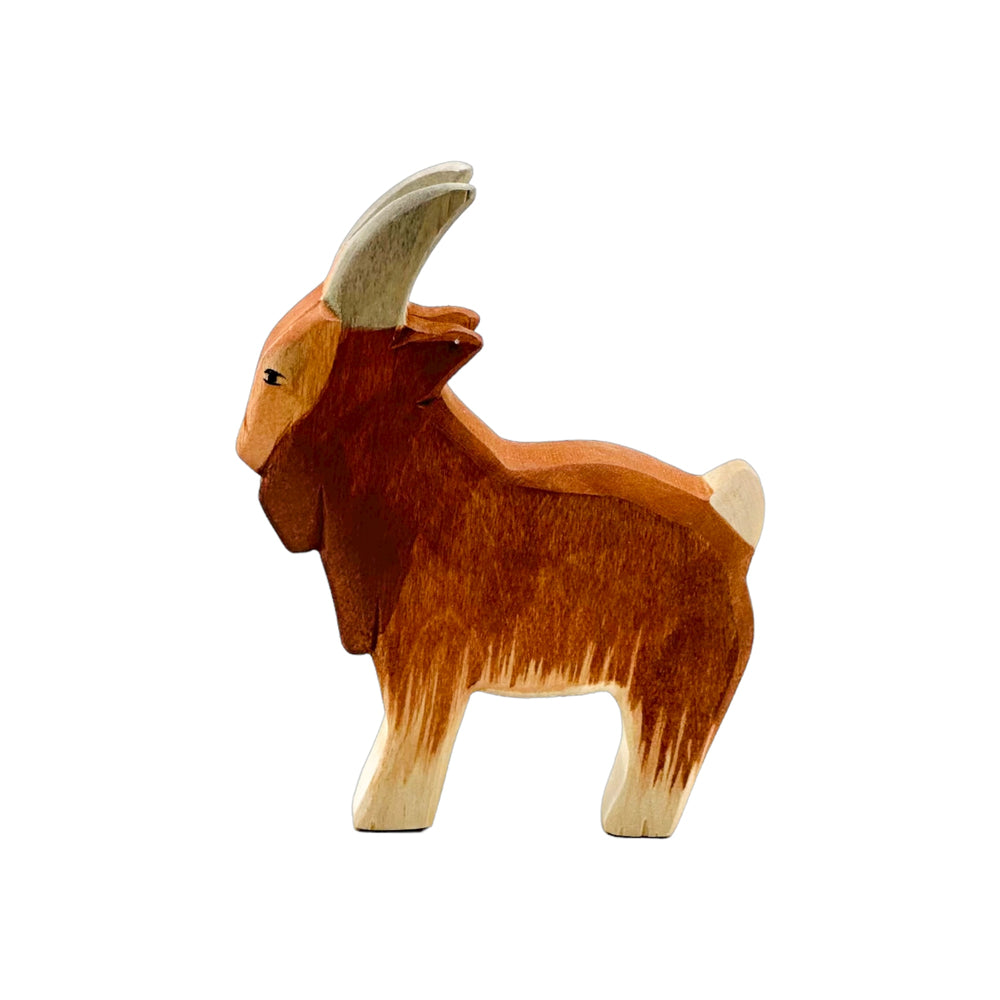 Handcrafted Open Ended Wooden Toy Farm Animal - Goat male