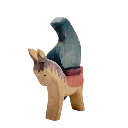 Handcrafted Open Ended Wooden Toy Figure Family - Mary on Donkey 2 Pieces