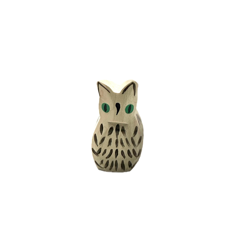 Handcrafted Open Ended Wooden Toy Animal - Owl white