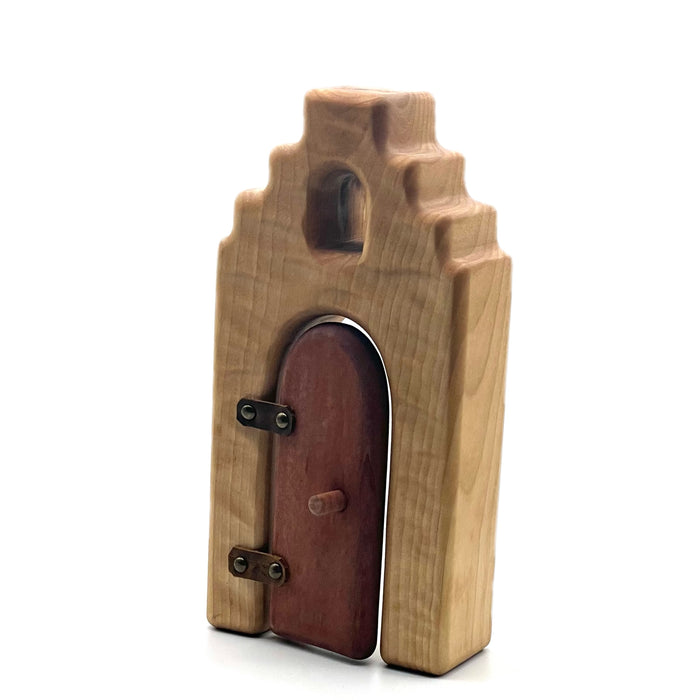 Handcrafted Open Ended Wooden Toy Castles - Cityhouse with Door
