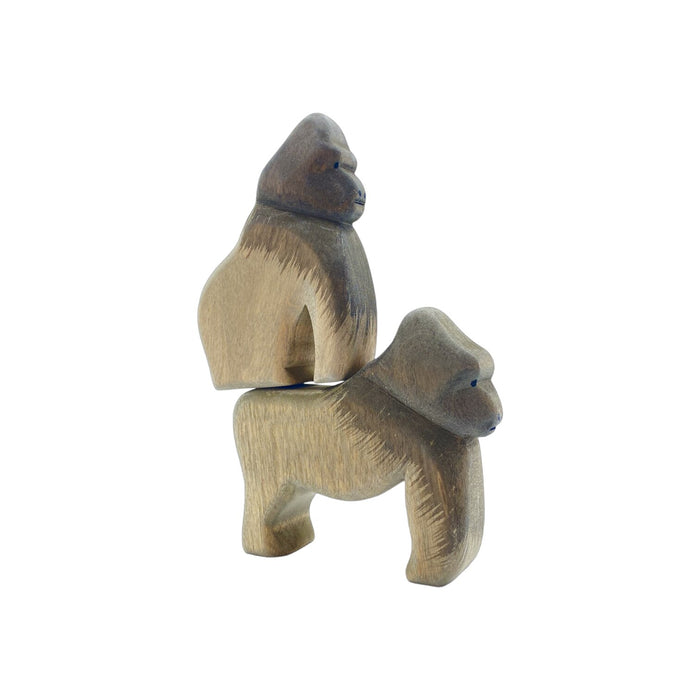 Handcrafted Open Ended Wooden Toy Animal - 2 Pieces Gorillas Set