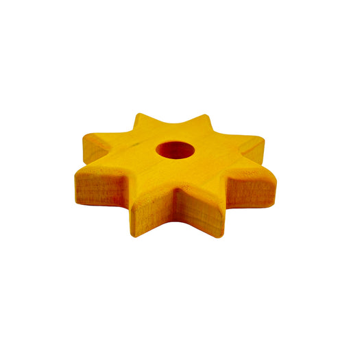 Handcrafted Open Ended Wooden Birthday Ring - Birthday Star Candleholder Yellow