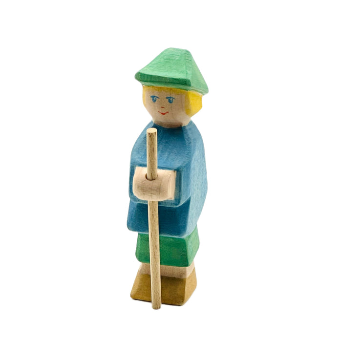 Handcrafted Open Ended Wooden Toy Figure Family - Shepherd Boy Small