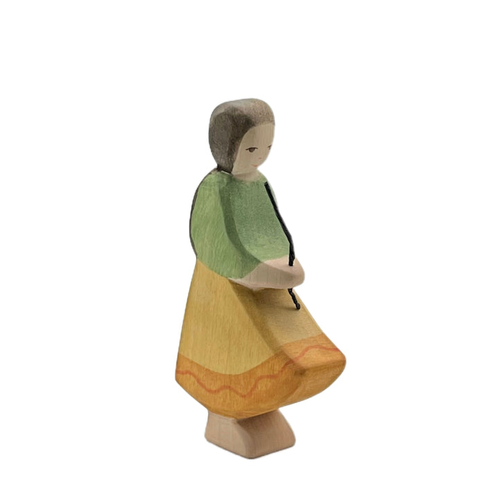 Handcrafted Open Ended Wooden Toy Figure Family - Goose Girl