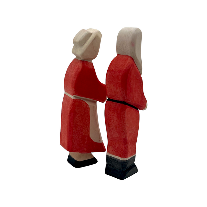 Handcrafted Open Ended Wooden Toy Figure Family - Mr. and Mrs. Claus (2 Pieces)