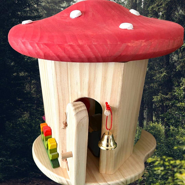 Handcrafted Open Ended Wooden Mushroom House / Dwarf House